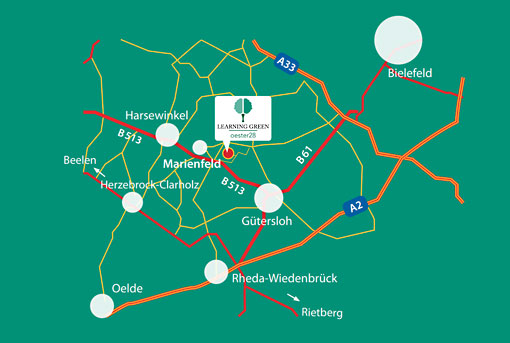 Anfahrtsskizze zu Learning Green, Lernstandort für Gala-Azubis